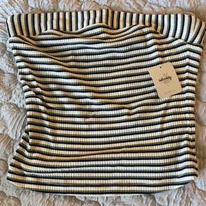 NWT Free People Green/Black/Cream Colored Tube Top